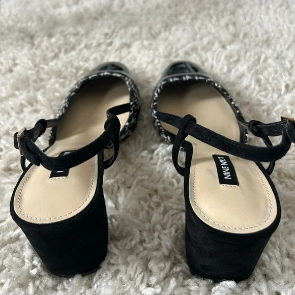 8 1/2 ADE SLINGBACK BLACK AND WHITE HEALS - Picture 8 of 10